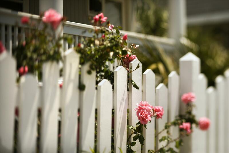 white picket fence for a garden on south shore Mass